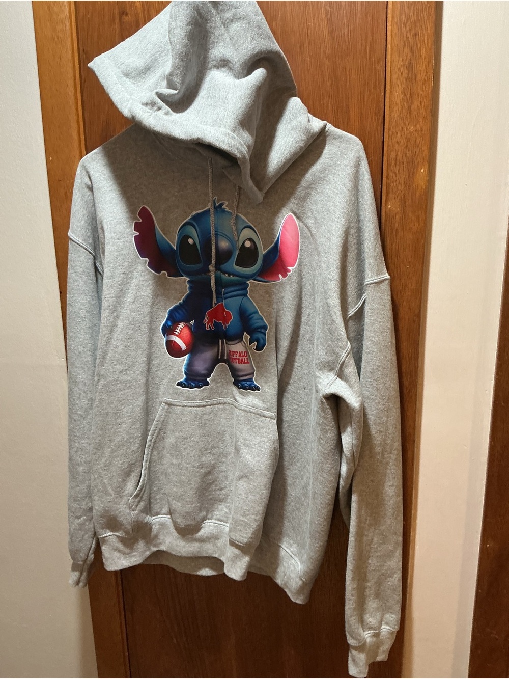 Grey Men's Hoodie Sweatshirt with Stitch Graphic